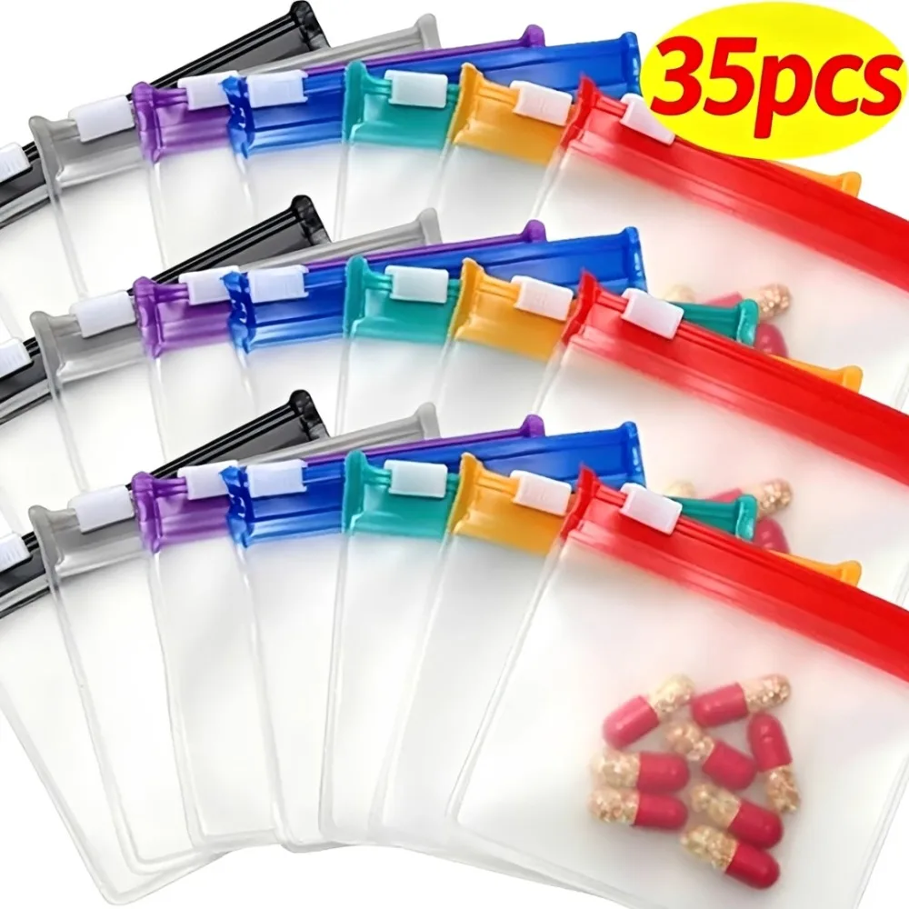 Travel Ziplock Bags - Mini Bunte Pillendispenser-Beutel Wiederverwendbare Selbstversiegelnde Medizin-Zip-Beutel