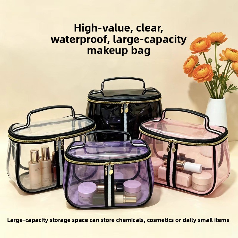 Toiletry Bag Tsa - Pu-Kosmetiktasche, tragbar, wasserdicht, transparent, große Reise-Aufbewahrungstasche,