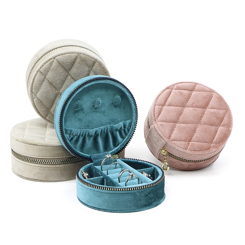 Accessories Travel Jewelry Box - Runde Diamant Samt Reise Schmuck Box