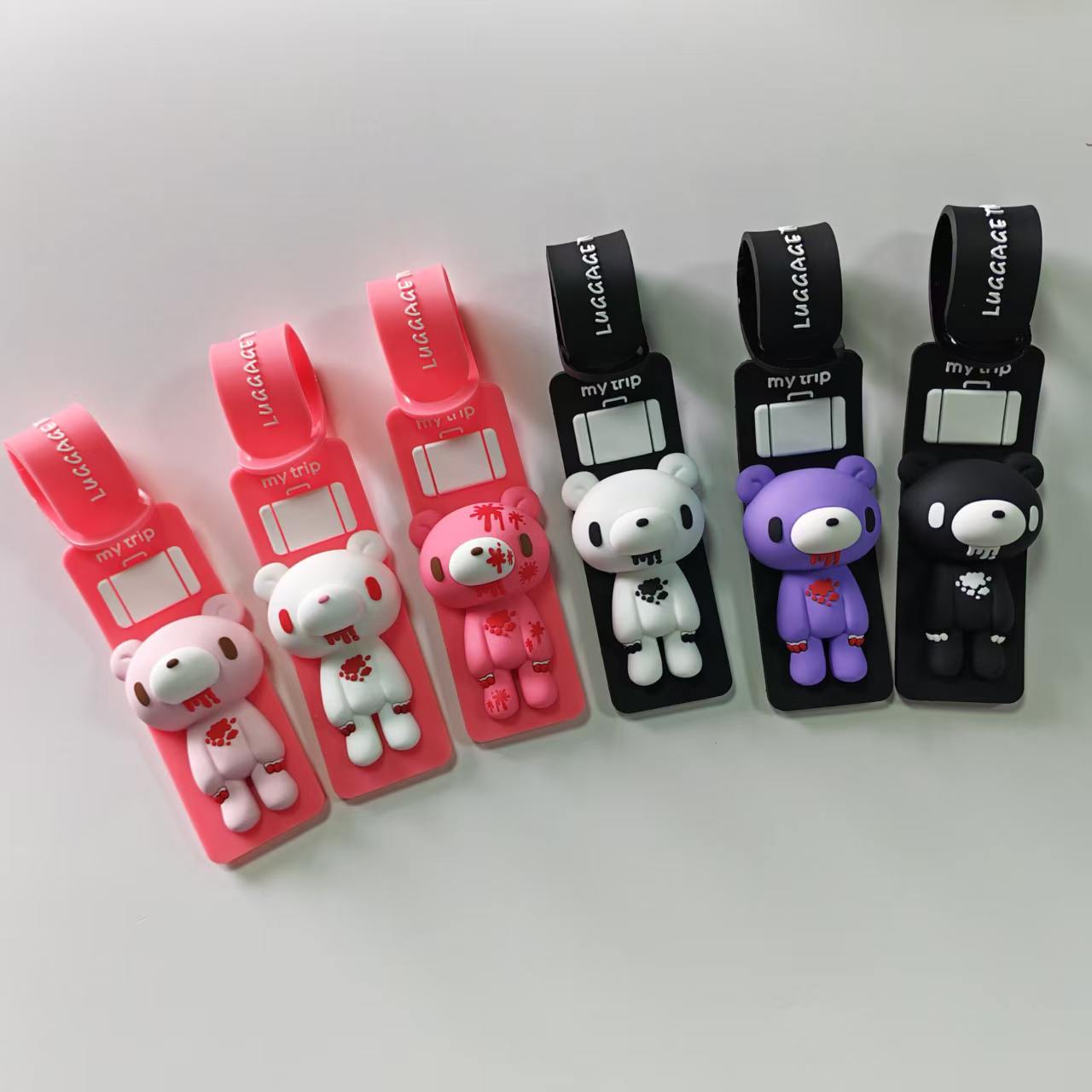 Travel Accessories Name - Niedlicher Cartoon-Bär Silikon-Gepäckanhänger, Diebstahlsicherer Koffer-Identifikator, Verstellbarer