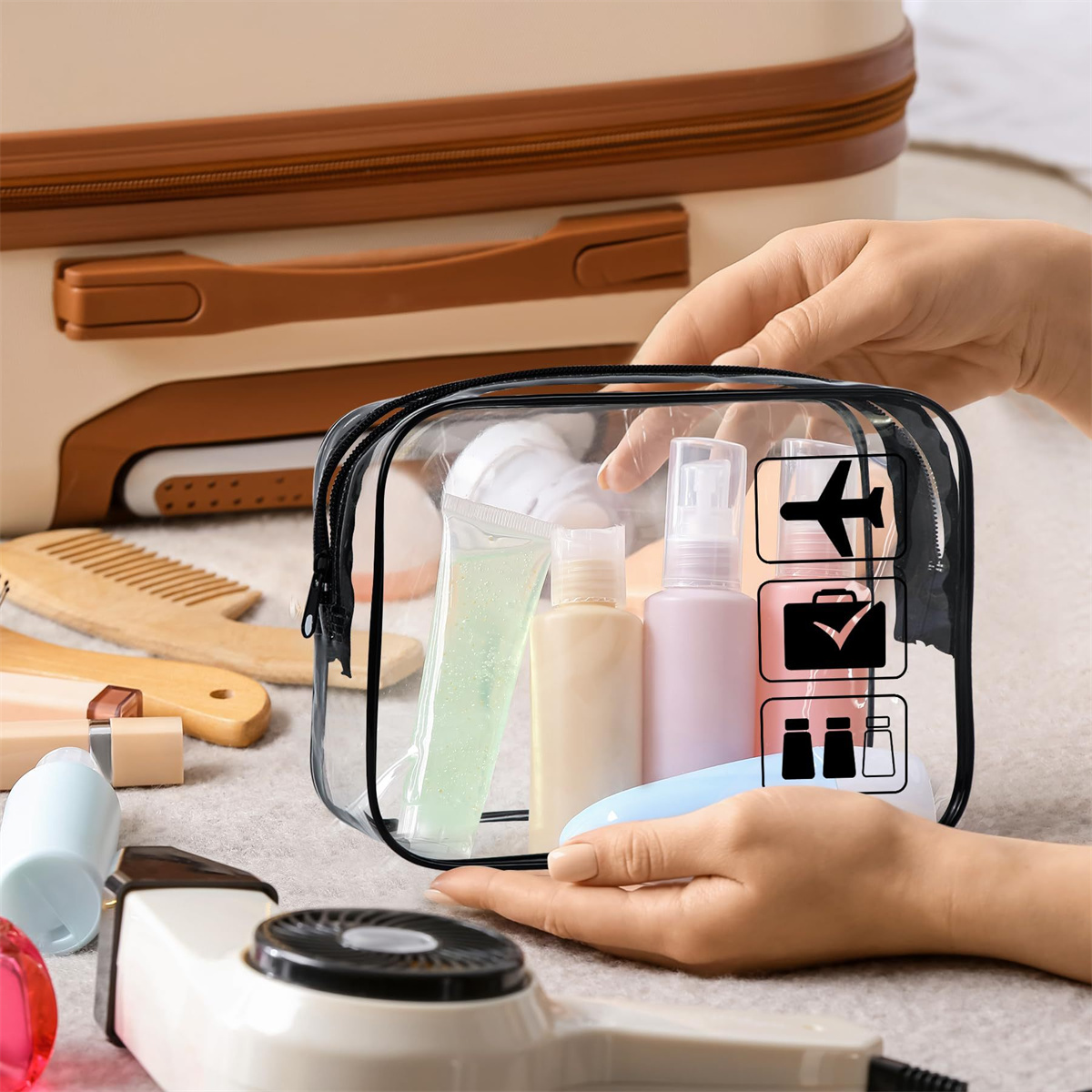 Toiletry Bag Tsa - 1 Stück Transparente Toilettenartikel-Tasche, TSA-zugelassen, Reise-Handgepäck,