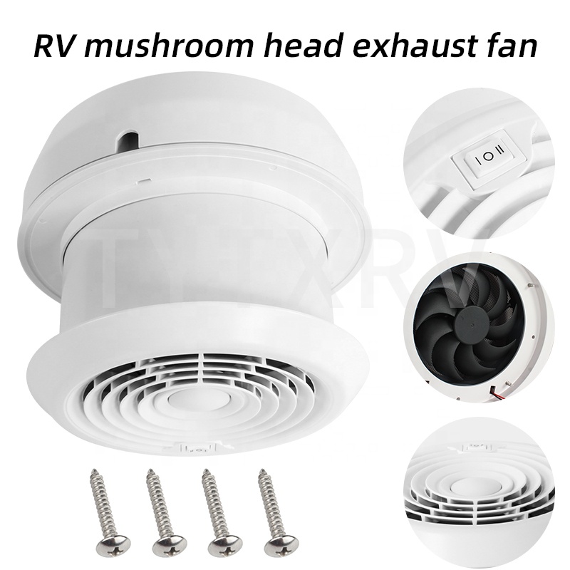 Travel Accessories Usa - RV-Zubehör DC12V/24V Starker Wind Pilzkopf-Dachventilator Runder