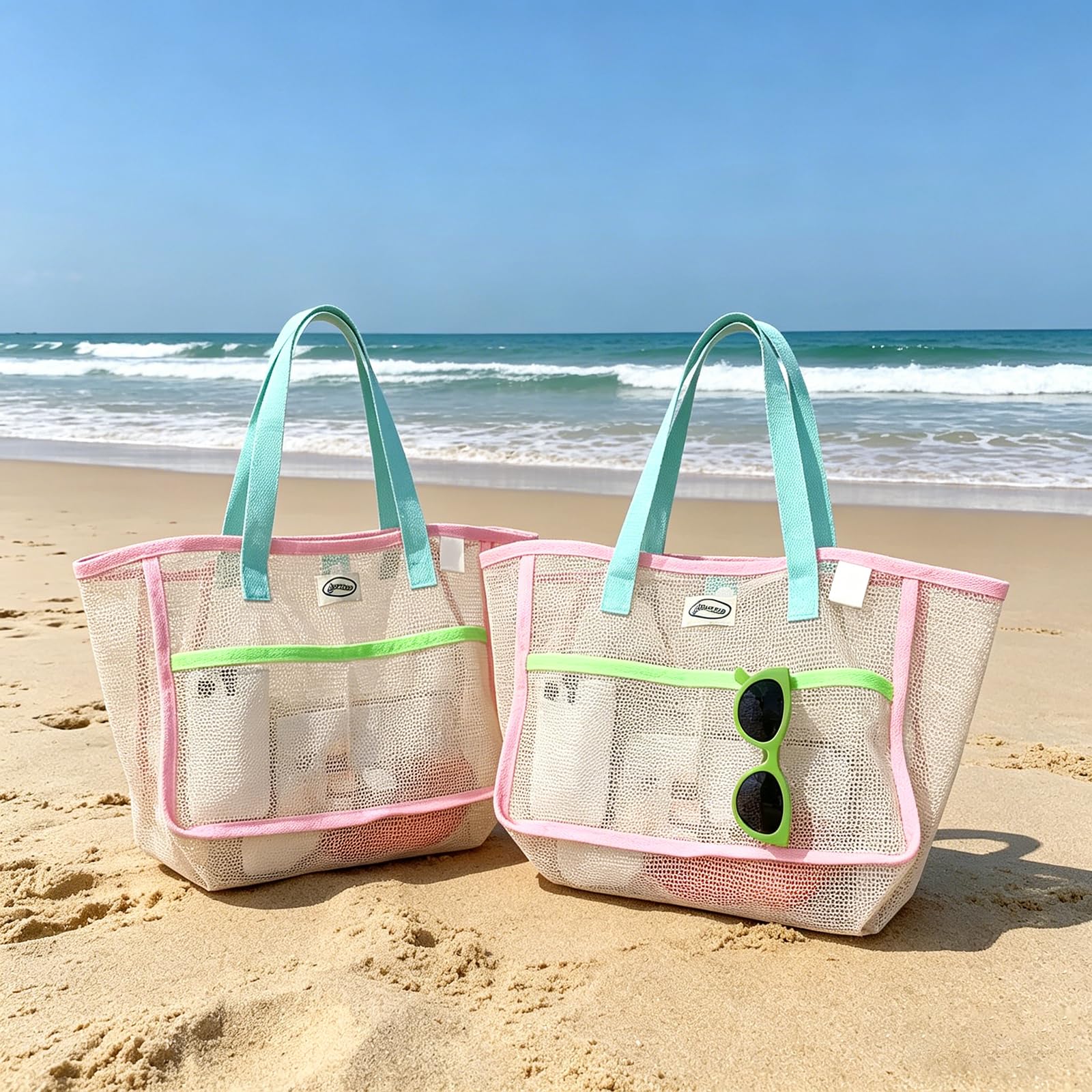 Travel Accessories Usa - Strandtaschen für Frauen Bunte Faltbare Netz-Sandtasche