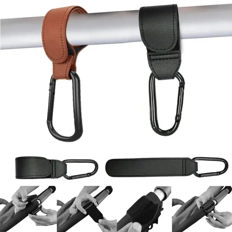 Travel Accessories With Baby - 2 Stück Leder-Kinderwagenhaken PU Verstellbare Kinderwagenhaken