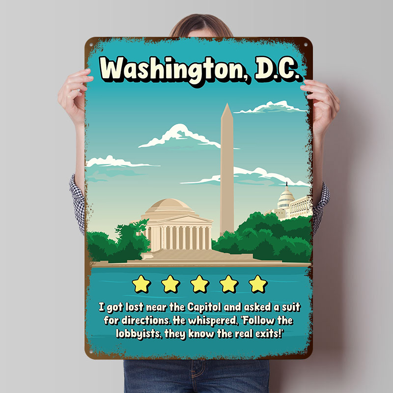 Travel Accessories Reviews - Washington D.C. Lustige Reise-Blechschilder: Individuelle Wandkunst,