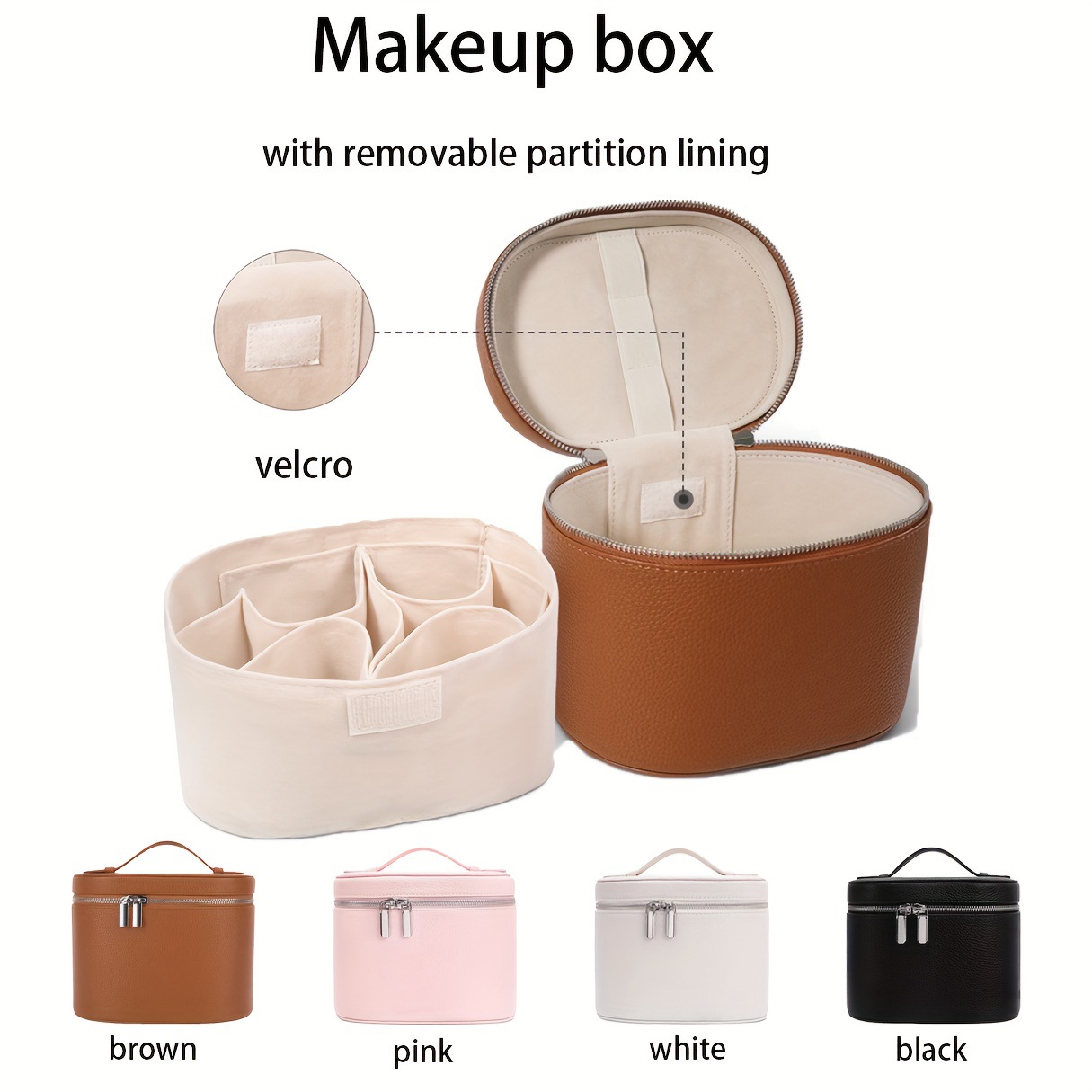 Travel Z - Große Kosmetiktasche aus PU-Leder, tragbare Make-up-Box