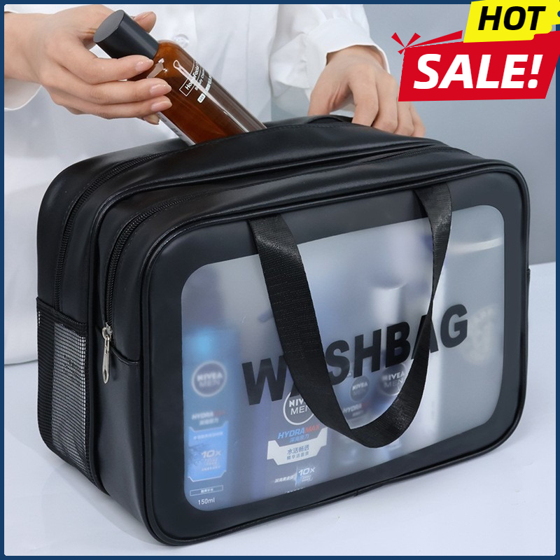 Toiletry Bag Tsa - Trocken-Nass-Trennung, doppelte transparente PU-Make-up-Tasche, tragbare Waschtasche,